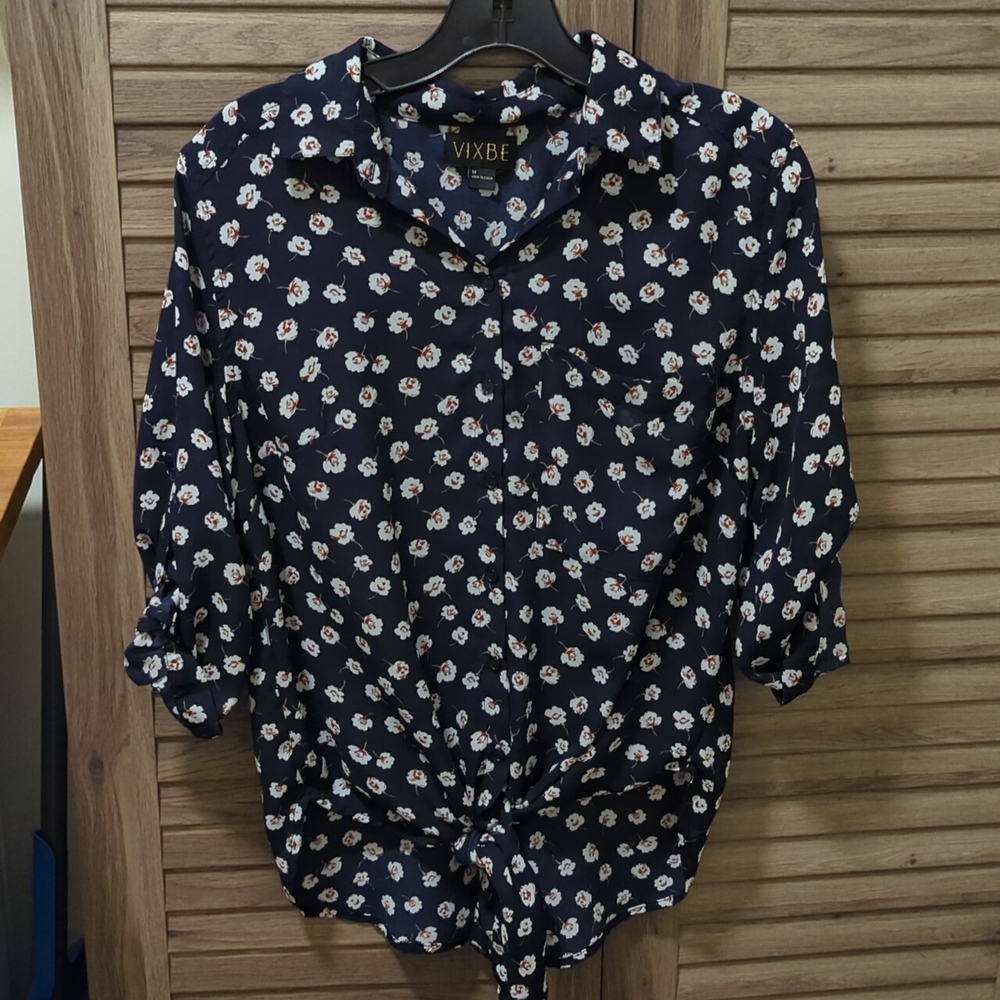 VIXBE blue flower blouse